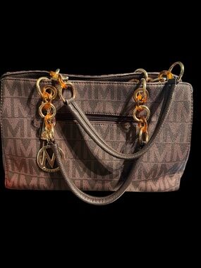 Mia K Farrow Collection Tote Bag~Monogram Pattern~Gold-Tone Hardware~M Keychain